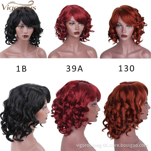 Vigorous Afro Kinky Curly Wigs For Black Women Synthetic African Fluffy Hair Red Color High Temperature Coaplay Halloween Wigs